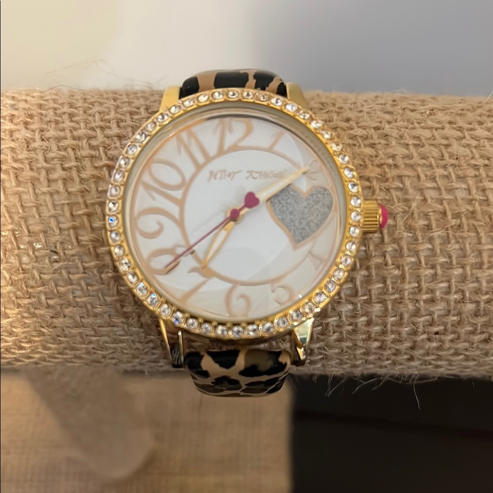 Betsey Johnson Gold Crystal Leopard Watch